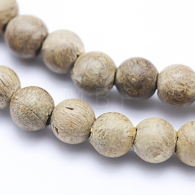 Natural Camphor Wood Beads Strands WOOD-P011-09-6mm-1
