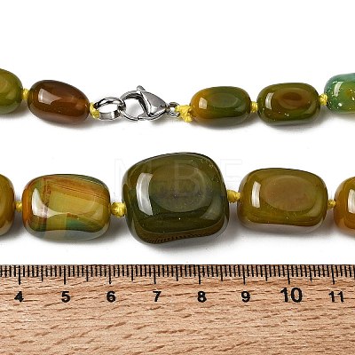 Dyed Natural Agate Cuboid Graduated Beaded Necklaces with Alloy Clasps NJEW-C113-01I-1