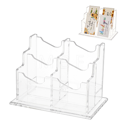 4-Slot Transparent Acrylic Business Name Card Display Stands ODIS-WH0030-64A-1