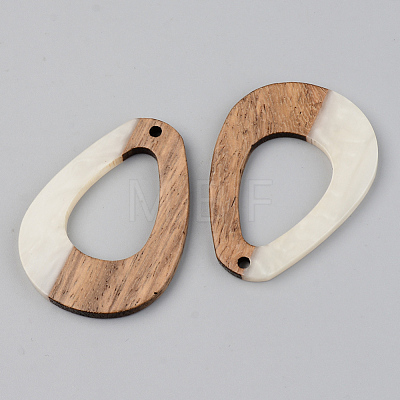 Opaque Resin & Walnut Wood Pendants RESI-S389-026A-C04-1