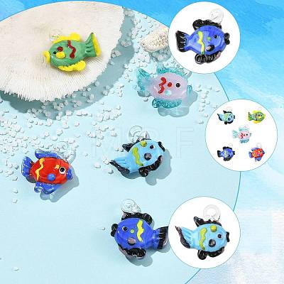 5Pcs 5 Colors Handmade Lampwork Pendants LAMP-FS0001-80B-1