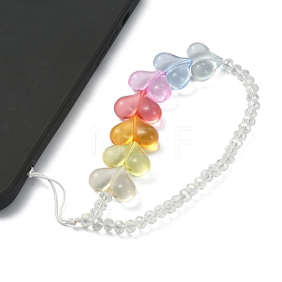 Heart Acrylic & Rondelle Glass Beaded Mobile Straps HJEW-TA00042-1