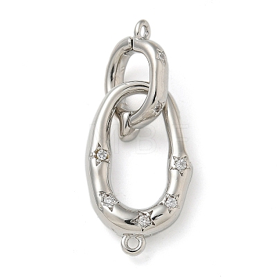 Rack Plating Brass Micro Pave Clear Cubic Zirconia Fold Over Clasps KK-K392-48P-1