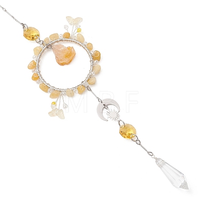 Natural Topaz Jade & Citrine & Glass Suncatcher HJEW-TA00454-02-1