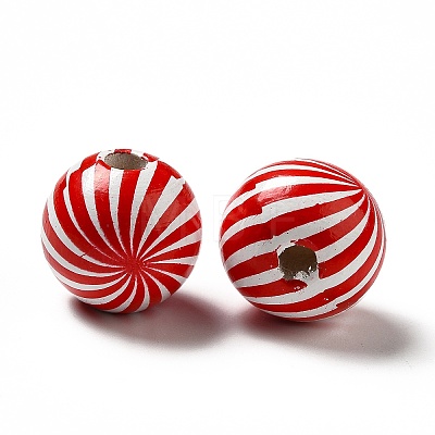 Christmas Theme Printed Natural Wooden Beads WOOD-L020-A03-1