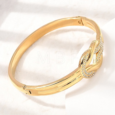 304 Stainless Steel Crystal Rhinestone Knot Hinged Cuff Bangles for Women SA-CBAF851-09G-1