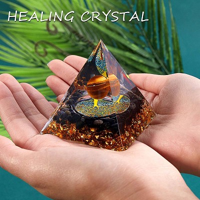 Natural Black Stone Crystal Pyramid Decorations JX072A-1