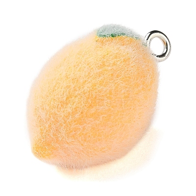 Fruit Theme Flocking Opaque Resin Pendants LS-RESI-D017-04C-P-1