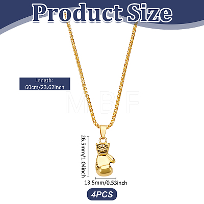 4Pcs Alloy Boxing Gloves Pendant Necklaces NJEW-UN0001-63AG-1