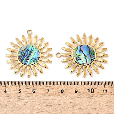 304 Stainless Steel Natural Paua Shell Pendants STAS-L288-12G-01-1