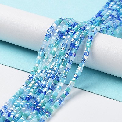Gradient Color Electroplate Glass Bead Strands GLAA-E042-05-B07-1