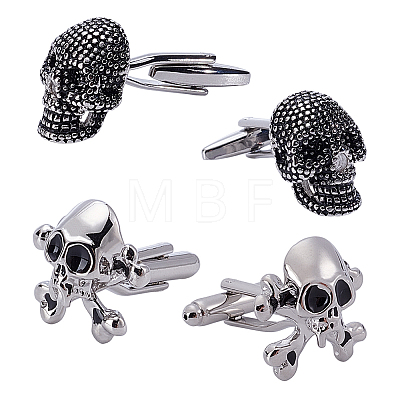 2 Pairs 2 Styles Brass Cufflinks AJEW-AR0005-65-1