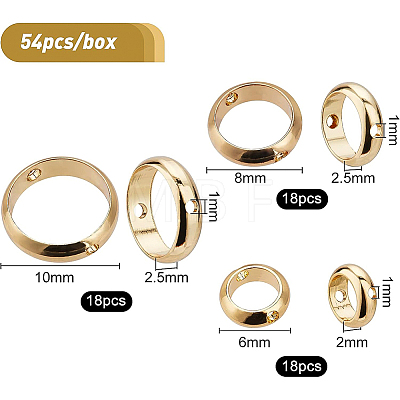 54Pcs 3 Style Ring Brass Bead Frames KK-BC0004-48-1