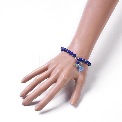 Dyed Natural Lava Rock(Dyed) Beads Stretch Bracelets BJEW-JB04221-04-1