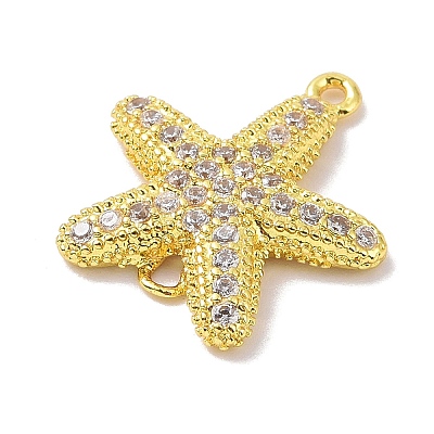 Real 18K Gold Plated Brass Micro Pave Cubic Zirconia Connector Charms KK-L209-047G-03-1