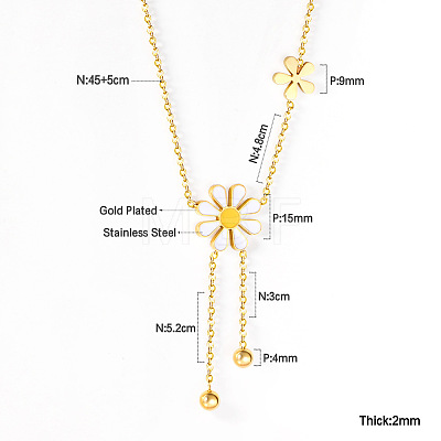 304 Stainless Steel Enamel Flower Bib Necklaces FS-WG58DA2-07-1