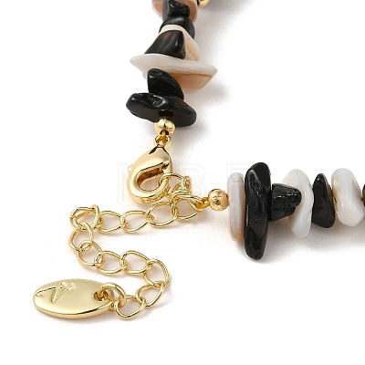 Natural Pearl & Shell & Obsidian Chips Beaded Bracelets BJEW-C051-38G-1