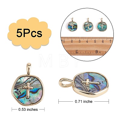 5Pcs Natural Abalone Shell/Paua Shell Pendants KK-SZ0002-38B-1
