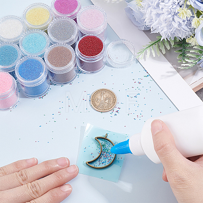 12Pcs 12 Colors Glass No Hole Round Beads Nail Art Glitter Powders MRMJ-PH0003-30-1