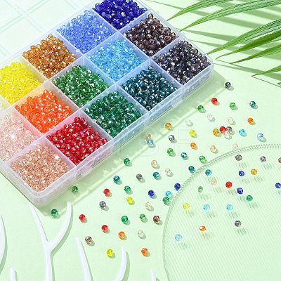 3000Pcs 15 Colors Electroplate Glass Beads Strands EGLA-YW0001-47-1