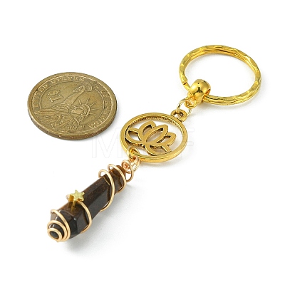 Wire Wrapped Bullet Natural Gemstone Keychains KEYC-JKC00495-1