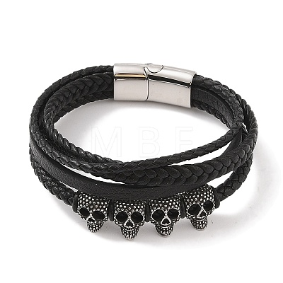 Braided Microfiber Leather Multi-strand Bracelets BJEW-B096-08H-1