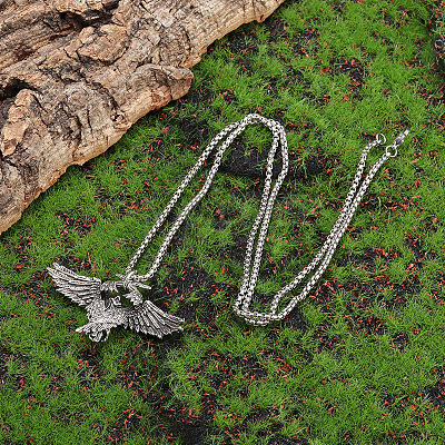 Vintage Alloy Wing Pendant Necklaces for Unisex WG46438-01-1