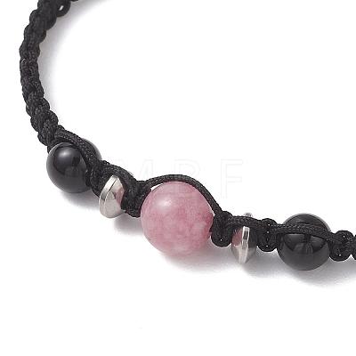 Round Natural Mixed Gemstome Bead Braided Bracelets for Women BJEW-JB13332-1