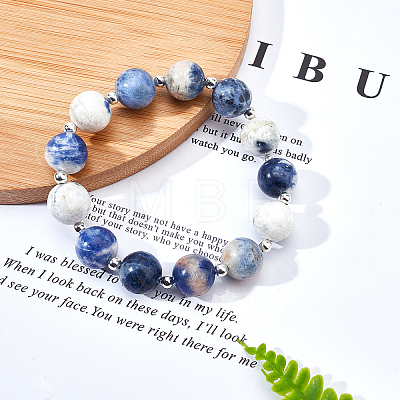 Natural Sodalite Round Beads Strands G-OC0001-91-1