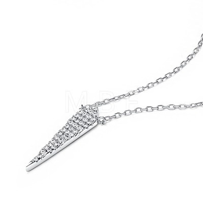 TINYSAND 925 Sterling Silver Cubic Zirconia Triangle Pendant Necklace TS-N335-S-1