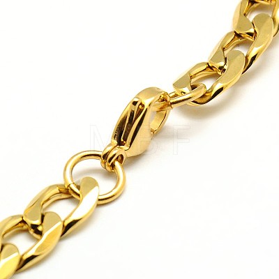 304 Stainless Steel Curb Chain/Twisted Chain Bracelets STAS-A028-B131G-1