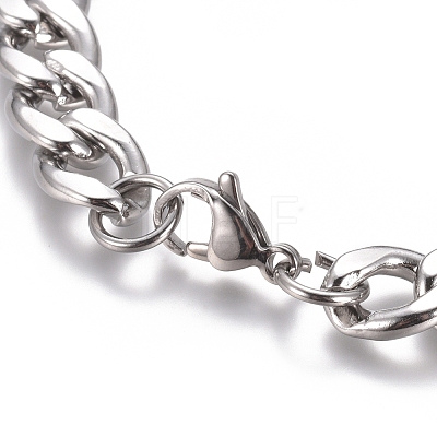 Unisex 304 Stainless Steel Curb Chain/Twisted Chain Bracelets STAS-D0002-38P-1