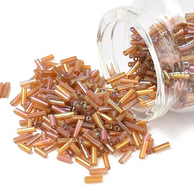 AB Color Plated Glass Bugle Beads X-SEED-R012-162C-1