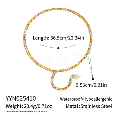 Minimalist 304 Stainless Steel Figaro Chain Lariat Necklaces CT6652-1