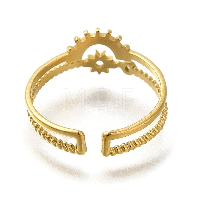 Ion Plating(IP) 304 Stainless Steel Cuff Rings for Women RJEW-U017-14G-1