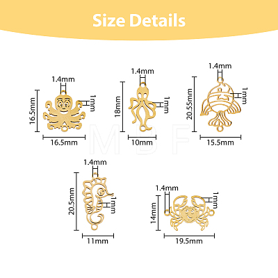 20Pcs 10 Styles 201 Stainless Steel Connector Charms STAS-DC0013-91-1