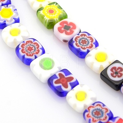 Handmade Millefiori Glass Bead Strands LAMP-J039-8x8mm-M-1