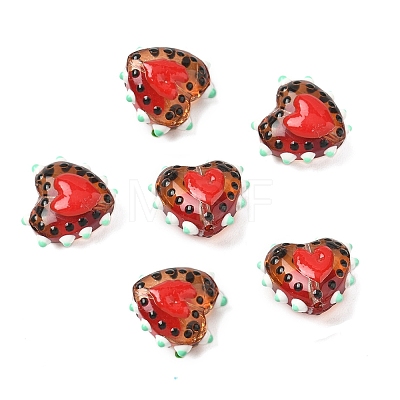 Baking Paint Glass Bumpy Beads Heart LAMP-V001-09B-1