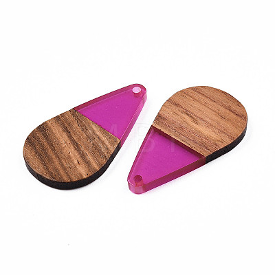 Transparent Resin & Walnut Wood Pendants LS-RESI-N025-030-C05-1