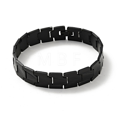 Vacuum Plating 201 Stainless Steel Rectangle Watch Band Bracelet BJEW-H550-01EB-1