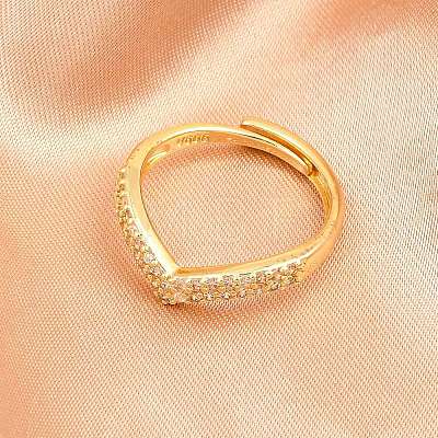 Brass Micro Pave Cubic Zirconia Adjustable Finger Rings for Women RJEW-Z113-40G-1