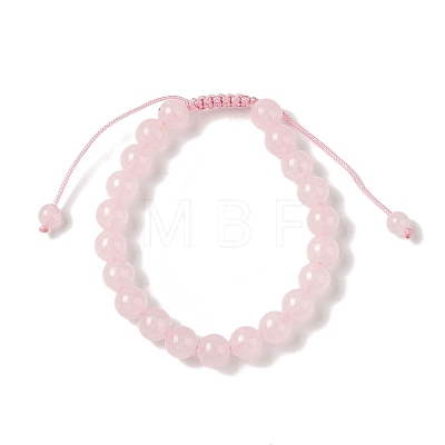 8mm Round Dyed Natural Rose Quartz Braided Bead Bracelets BJEW-C067-01B-20-1