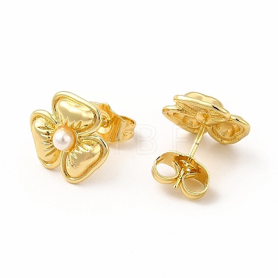 Flower Rack Plating Brass Stud Earrings for Women EJEW-H091-21G-1