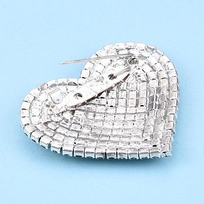 Crystal Rhinestone Heart Lapel Pin JEWB-T002-35S-1