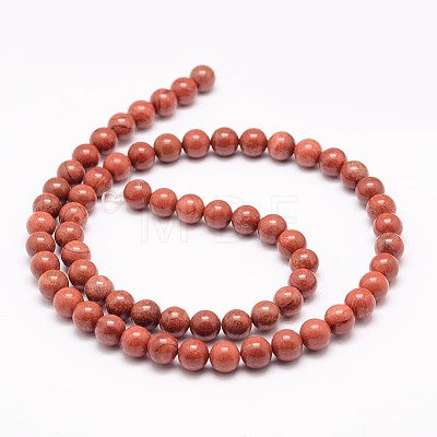 Natural Red Jasper Bead Strands G-K153-B19-8mm-1
