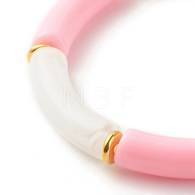 Acrylic Tube Beaded Stretch Bracelets BJEW-JB07778-03-1