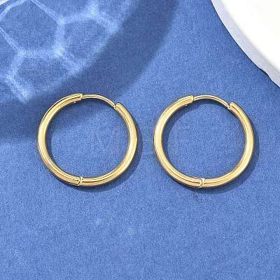 Ion Plating(IP) 304 Stainless Steel Huggie Hoop Earrings X-EJEW-F111A-20mm-G-1