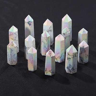 Point Tower Electroplate Natural Howlite Healing Stone Wands PW-WG41958-01-1