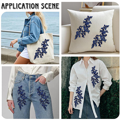 2Pairs Leaves Polyester Embroidery Ornaments Accessories DIY-GF0014-46D-1