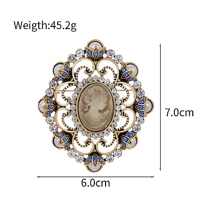 Baroque Style Flower Zinc Alloy Zinc Alloy Rhinestone Brooches PW-WGC517E-01-1
